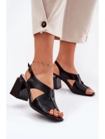 Elegantní Dámské Sandály Na Podpatku model 21695144 Černé - VINCEZA