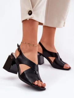 Elegantní Dámské Sandály Na Podpatku model 21695144 Černé - VINCEZA
