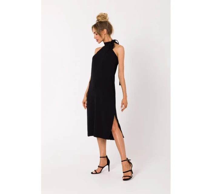 model 18383401 Šaty s výstřihem a zavazováním černé - Moe model 18383401 Šaty s výstřihem a zavazováním černé - Moe
