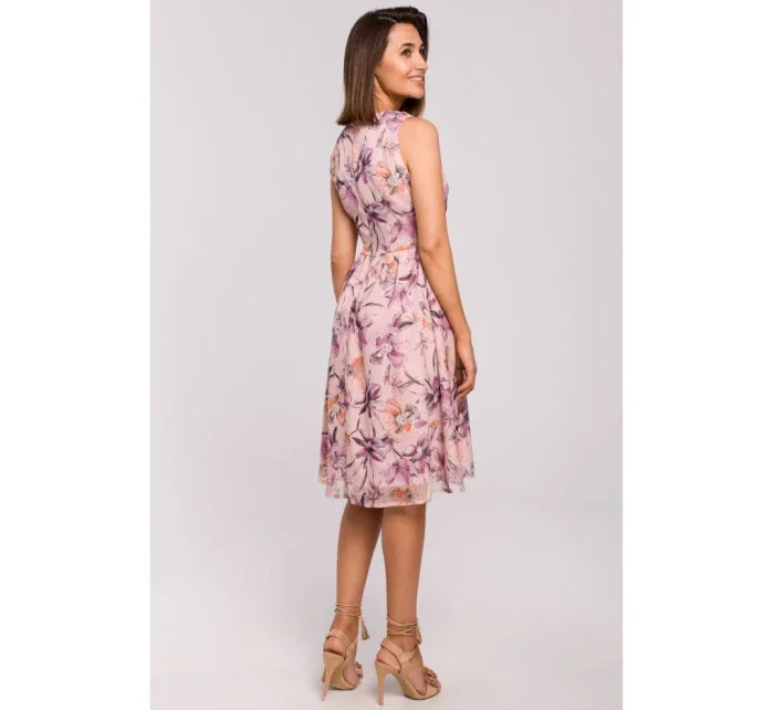 S225 Šifónové šaty s hlbokým výstrihom - model 2