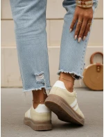 Dámske tenisky s hrubou podrážkou a bočnými pruhmi žlté ZY1400