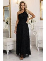 model 21941593 Dlouhé třpytivé večerní šaty na jedno rameno klasické černé - numoco basic model 21941593 Dlouhé třpytivé večerní šaty na jedno rameno klasické černé - numoco basic