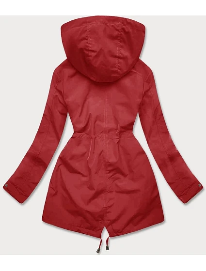 Tenká červená bunda parka s ozdobným lemováním model 19767196 - J.STYLE Tenká červená bunda parka s ozdobným lemováním model 19767196 - J.STYLE