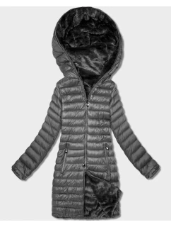 Obojstranná bunda - dámska kožušinová Goodlookin graphite (P3-6001-27)