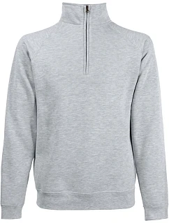 Fruit of the Loom Premium Zip Neck Sweat Mikina s 1/4 zipsom 16.2032 melírovaná šedá