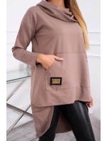 Mikina s dlhým chrbtom a kapucňou mocca Mikina s dlhým chrbtom a kapucňou mocca