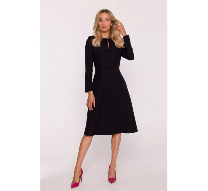 model 21319063 Šaty s mašlí černé - STYLOVE