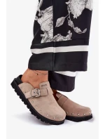 Dámske semišové papuče na platforme Big Star - béžové Dámske semišové papuče na platforme Big Star - béžové