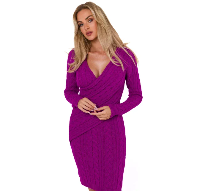 Dámske pletené šaty M773 fialové - Moe Dámske pletené šaty M773 fialové - Moe