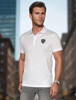 Pánske polo tričko s aplikáciou biele FashionStreet PX0648