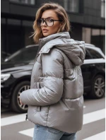 Dámska prechodná kožená bunda tmavosivá FashionStreet TY5191 Dámska prechodná kožená bunda tmavosivá FashionStreet TY5191