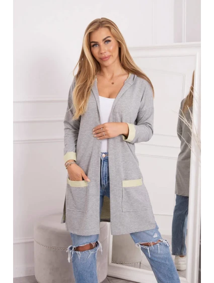 Dvojfarebná bunda s kapucňou žltá+sivá Dvojfarebná bunda s kapucňou žltá+sivá