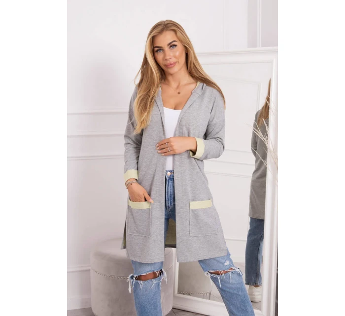 Dvojfarebná bunda s kapucňou žltá+sivá Dvojfarebná bunda s kapucňou žltá+sivá