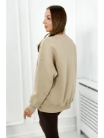 Bavlnená súprava, zateplená mikina + legíny svetlo béžová