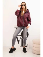 Dámska prešívaná bunda s kapucňou slivka Dámska prešívaná bunda s kapucňou slivka