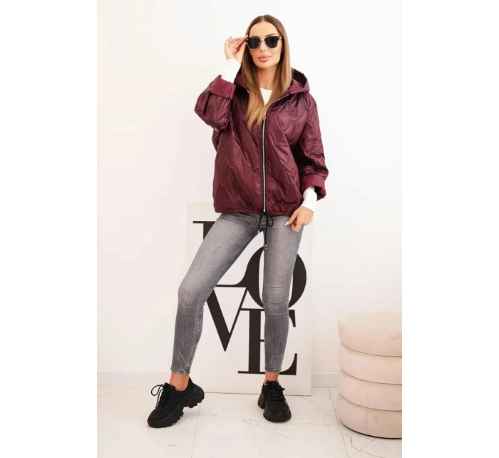 Dámska prešívaná bunda s kapucňou slivka Dámska prešívaná bunda s kapucňou slivka