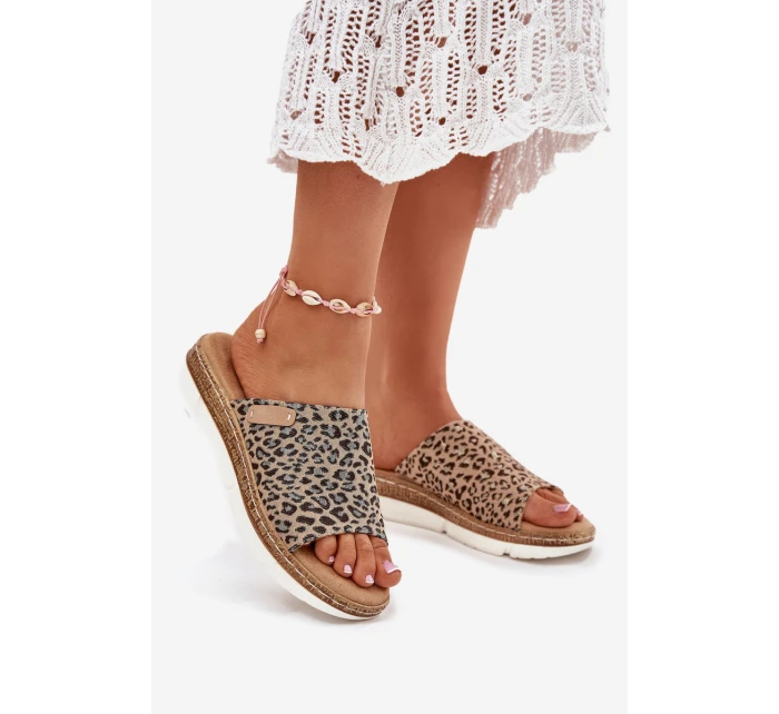 Klapki Damskie Na Koturnie Panterka Norozi