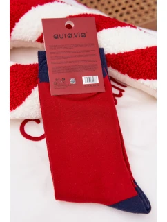 Pánské Vánoční ponožky Santa Claus v brýlích Červeno-tmavé