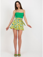 Žlté a zelené kvetinové krátke sukne-šortky