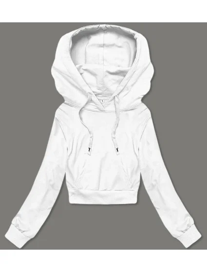 Krátká bílá tepláková mikina s kapucí model 18378838 - J.STYLE