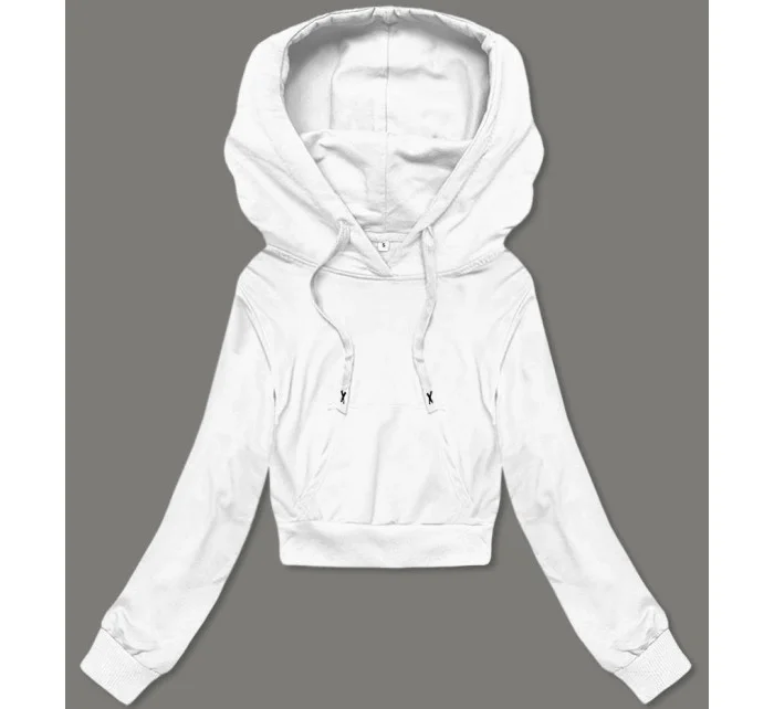 Krátká bílá tepláková mikina s kapucí model 18378838 - J.STYLE