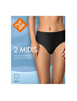 Dámske nohavičky s vysokým strihom 2 ks NUR DIE COTTON MIDISLIP 2x - NUR DIE - čierna