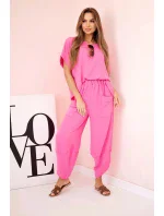 Viskózová blúzka + nohavice ružová