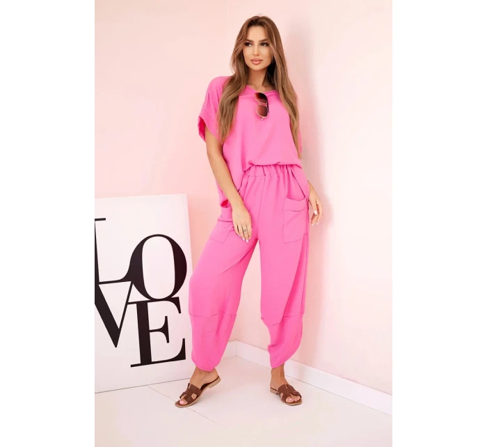 Viskózová blúzka + nohavice ružová