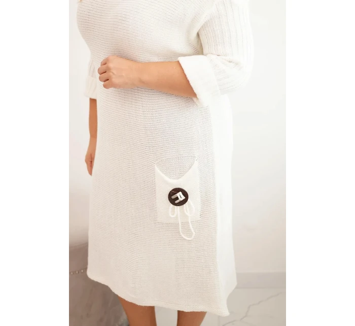 Dámská  Plus Size s oversize kapsou ecru model 21393364 - K-Fashion