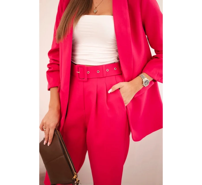 Elegantná súprava saka a nohavíc v ružovej farbe