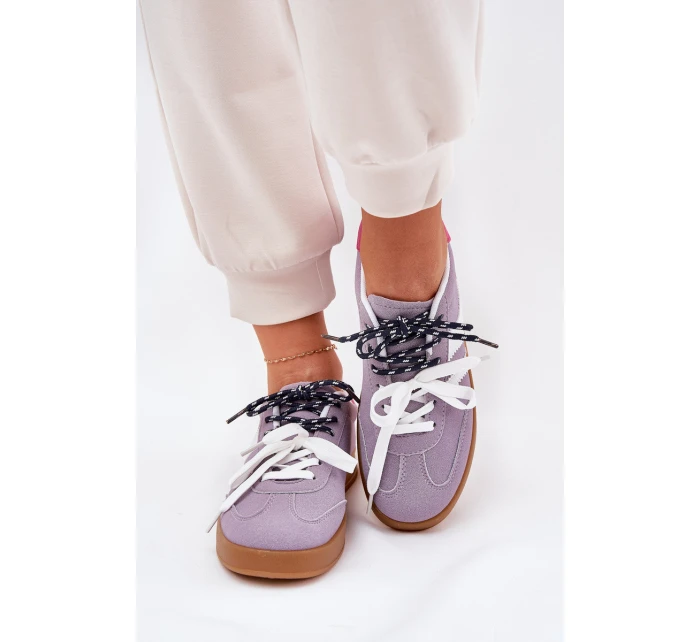 Nízké Dámské Tenisky S Šněrováním Fialové model 21689775 - Boto Nízké Dámské Tenisky S Šněrováním Fialové model 21689775 - Boto