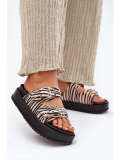 Klapki Damskie Z Klamrami Na Platformie Zebra Nilatha