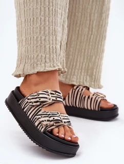 Klapki Damskie Z Klamrami Na Platformie Zebra Nilatha