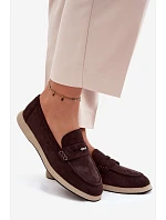 Dámské mokasiny z imitace semiše Vinceza 62273 Čokoládové