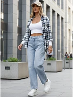 Dámske baggy džínsy s vysokým pásom svetlomodré FashionStreet UY2934 Dámske baggy džínsy s vysokým pásom svetlomodré FashionStreet UY2934