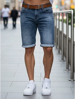 Spodenki męskie jeansowe z paskiem niebieskie model 22152753 - FashionStreet