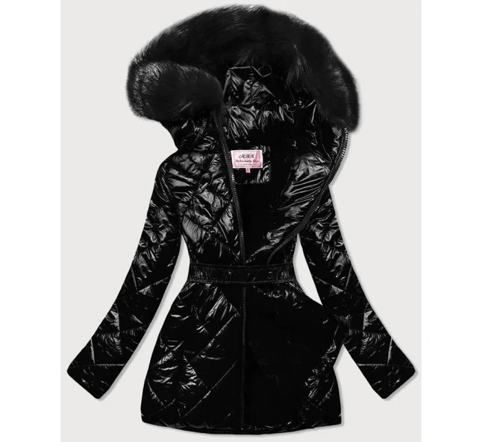 BŁYSZCZĄCA KURTKA ZIMOWA NA MISIU CZARNA Z model 21242517 - MHM