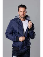 Tmavě modrá pánská bunda typu "bomber" s kapucí model 18344929 - J.STYLE