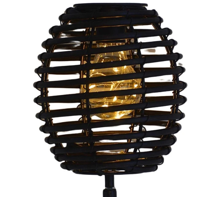RATANOVÁ SOLÁRNA GUĽOVÁ LAMPA ČIERNA PROGARDEN