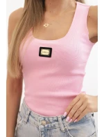 Dámská pruhovaná tílko s ozdobnou nášivkou světle růžová