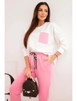 Dámský komplet máslový s kontrastní kapsou světle růžový Dámský komplet máslový s kontrastní kapsou světle růžový