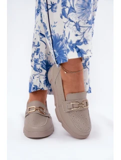 Dámské Kožené Mokasíny se Zlatým Detalem  model 21691940 - VINCEZA