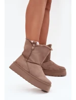 Damskie Śniegowce Na Platformie Z Futerkiem Ciemnobeżowe Evelira Damskie Śniegowce Na Platformie Z Futerkiem Ciemnobeżowe Evelira