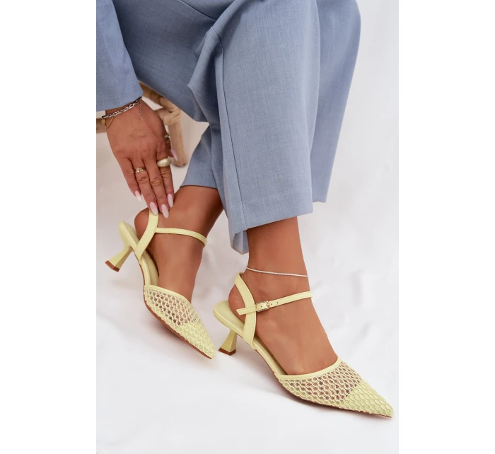 Dámské sandály na podpatku s síťkou Žluté Brilora