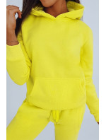 Žltá dámska mikina BASIC s kapucňou BY0285