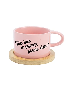 SO WHO WILL SAVE MY DAY TODAY? - ružový hrnček s makrónkou 200 ml