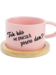 SO WHO WILL SAVE MY DAY TODAY? - ružový hrnček s makrónkou 200 ml