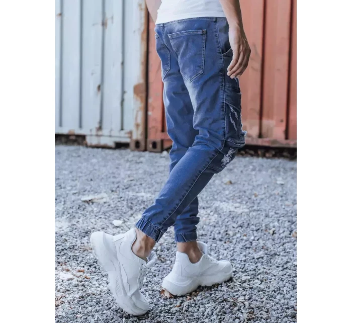 Modré pánske nohavice FashionStreet UX3285