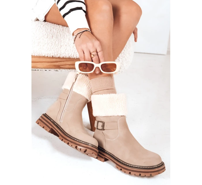 Dámské zateplené boty beige Dstreet model 21993821 - FashionStreet