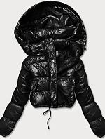 Krátka páperová bunda čierna (d2-3831-1)